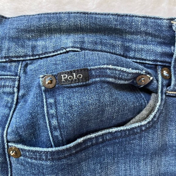 Vintage Polo Ralph Lauren Denim Midi Skirt Blue Button Front Size 12 - Picture 8 of 17